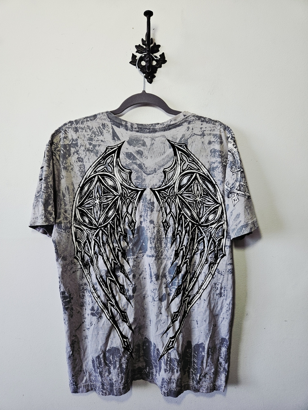 Vintage Y2K Affliction Short Sleeve Tee Size L T Shirt Angel Wings Cross